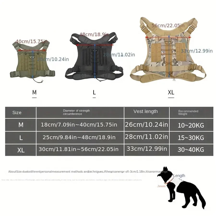 Tactical Military Dog Harness with Reflective Rope and Handle