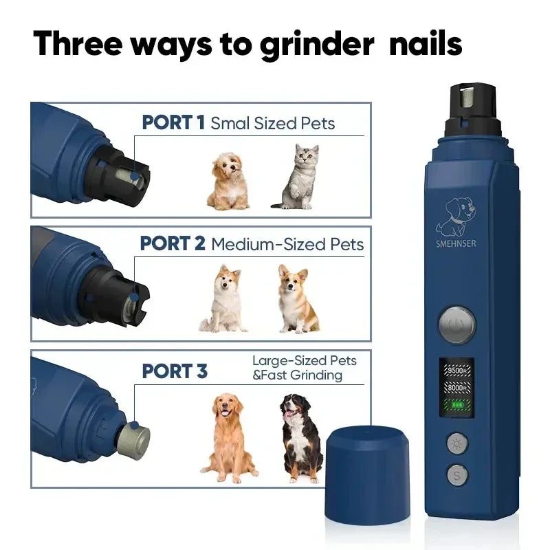 Electric Dog Nail Grinder with LED - Painless Clippers for Pets