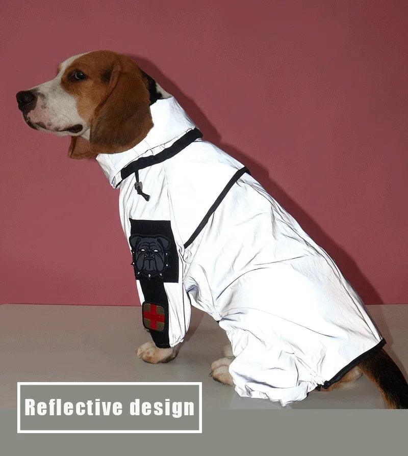 Reflective Outdoor Large Dog Raincoat: Waterproof Sunscreen Hoodie Jacket - Happy Tail Center