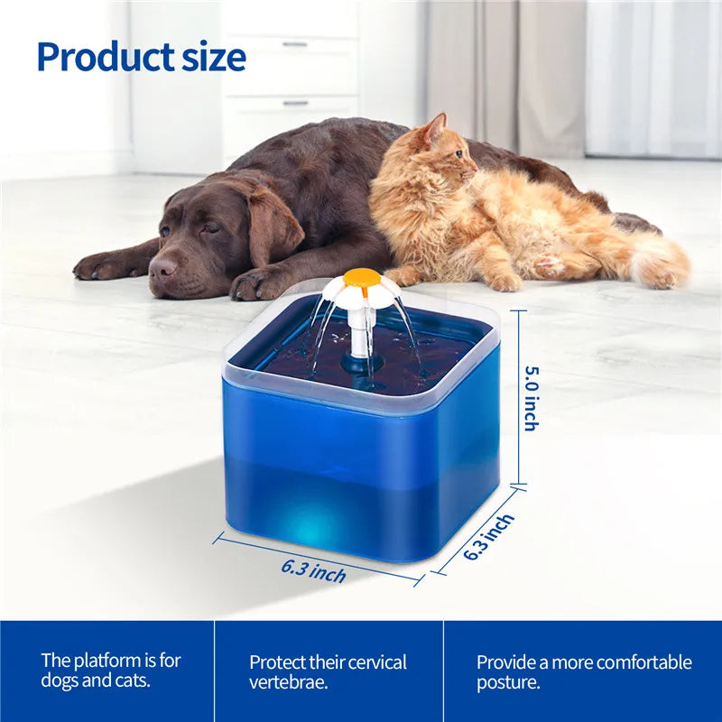 2L Automatic Pet Water Fountain with LED Lighting & USB