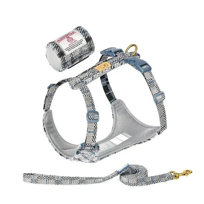 Adjustable No-Pull Pet Harness and Leash Set in Harris Tweed Fabric - View 8 - Happy Tail Center