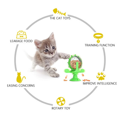 Windmill Turntable Pet Food Feeder Toy - Interactive Puzzle Dispenser for Cats and Do - Happy Tail Center (View 3)