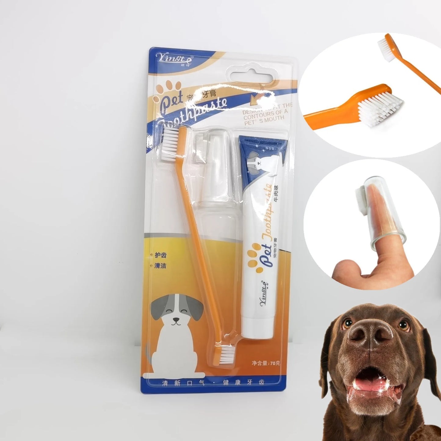 Pet Toothbrush and Toothpaste Kit | Dog & Cat Oral Cleaner for Dental Care