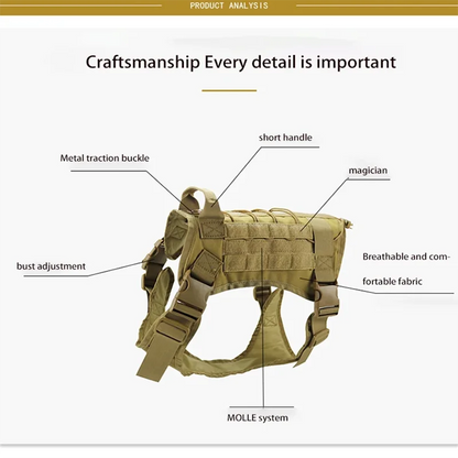 Tactical Military Dog Harness with Reflective Rope and Handle - Happy Tail Center (View 3)