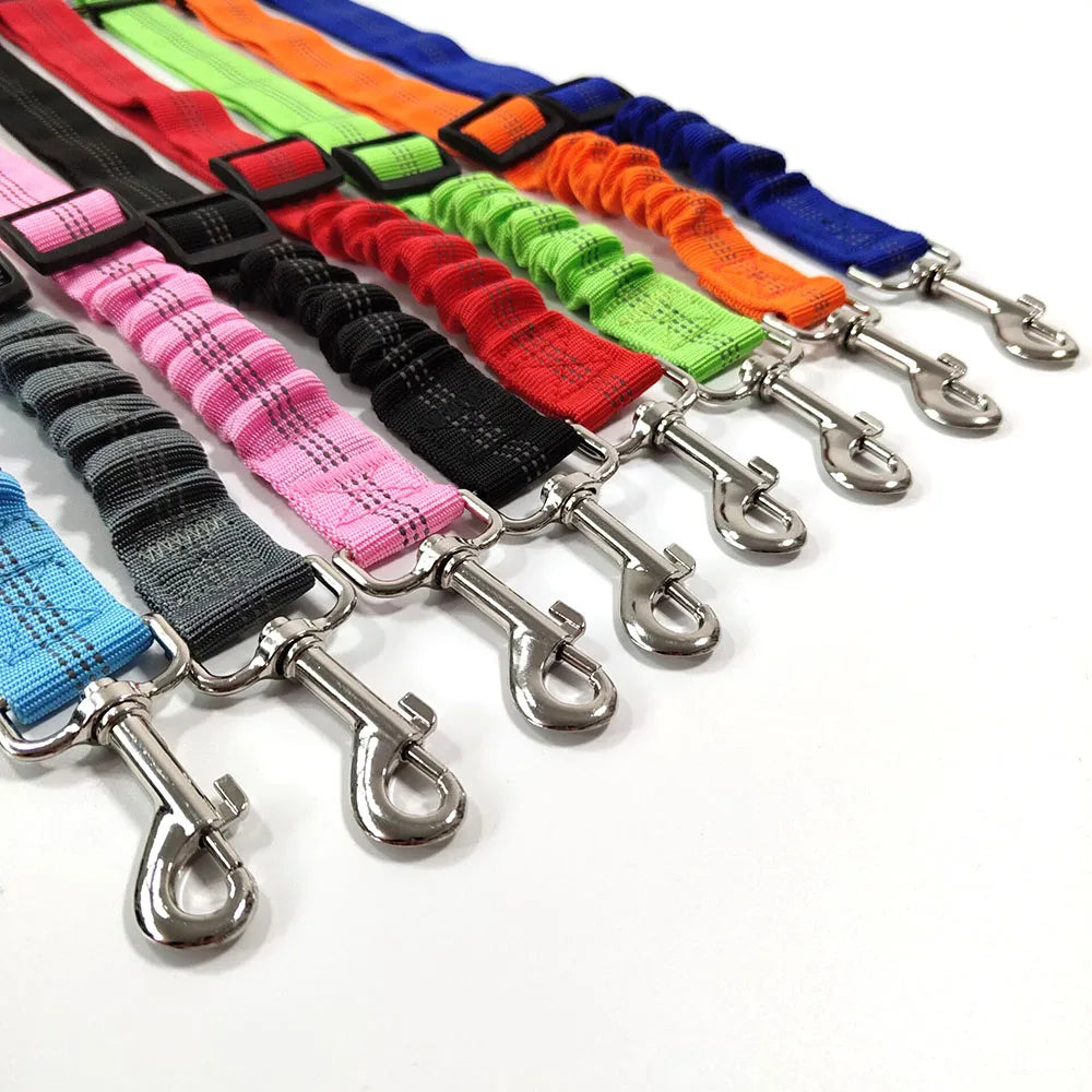 Retractable Pet Dog Car Seat Belt with Elastic Buffer and Reflective Safety Features