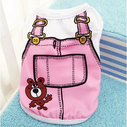 Soft Cartoon Dog Vest - Summer T-Shirt for Small Pets - View 8 - Happy Tail Center