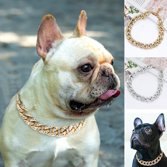 Crystal Dog Necklace - Rhinestone Pet Chain Collar for Small to Medium Dogs