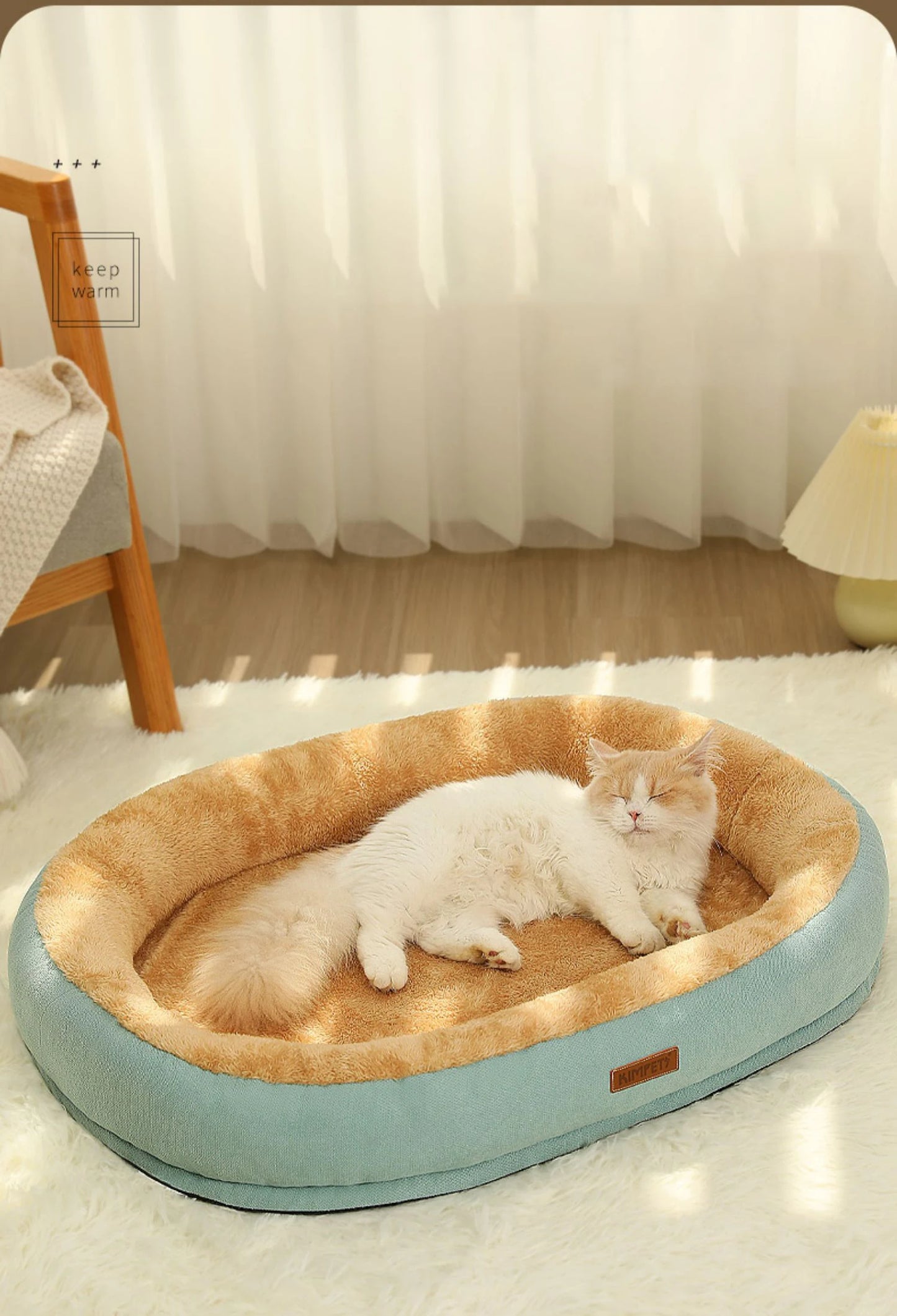 Warm Kimpets Cat & Dog Bed - Non-Slip, Washable Kennel for Pets, Soft Winter Cushion - Happy Tail Center