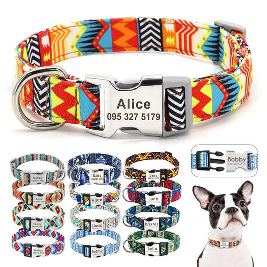 Buckle-Engraved Nylon Dog Collar | Personalized Safety for Your Pet - Happy Tail Center