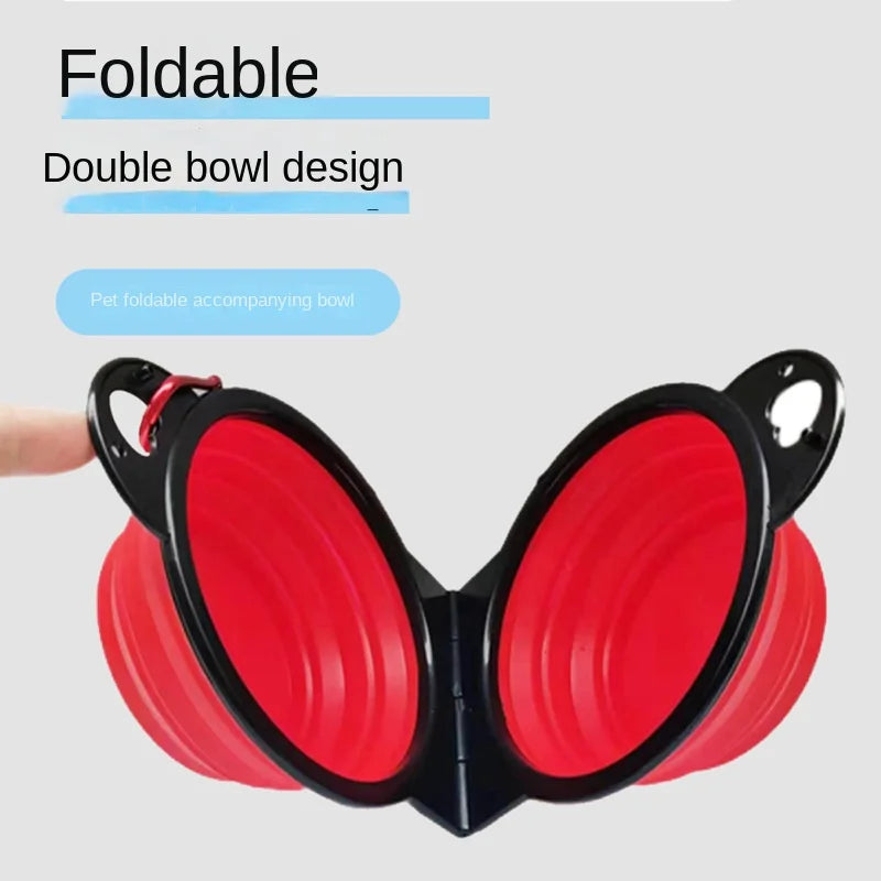 2-in-1 Foldable Dual Feeding Bowl - Portable Travel Bowl for Dogs and Cats