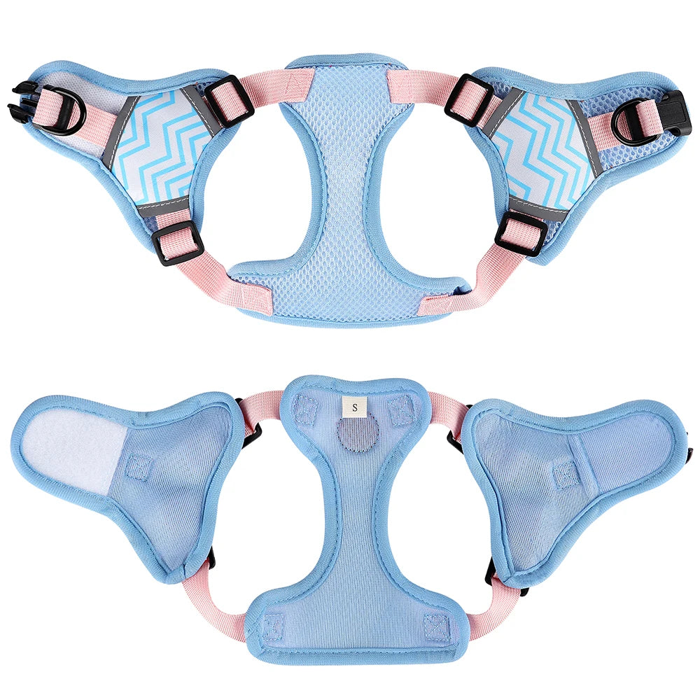 Soft Mesh Dog Harness and Leash Set - Reflective Breathable Vest for Small to Large Dogs - Happy Tail Center