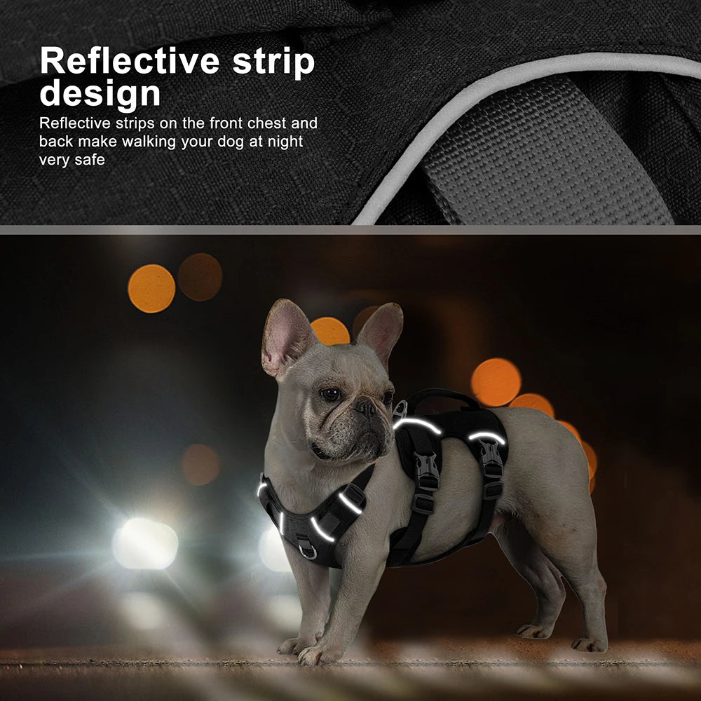 Reflective Nylon Dog Harness - Durable Adjustable Vest with Handle for Small, Medium, and Large Dogs - Happy Tail Center