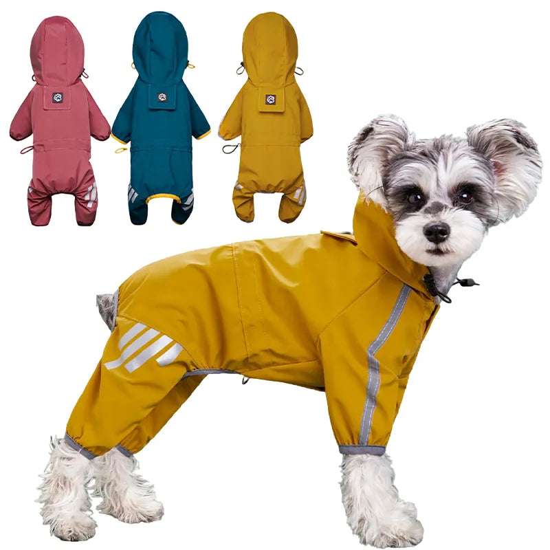 Reflective Waterproof Dog Raincoat - Small to Medium Pet Jumpsuit