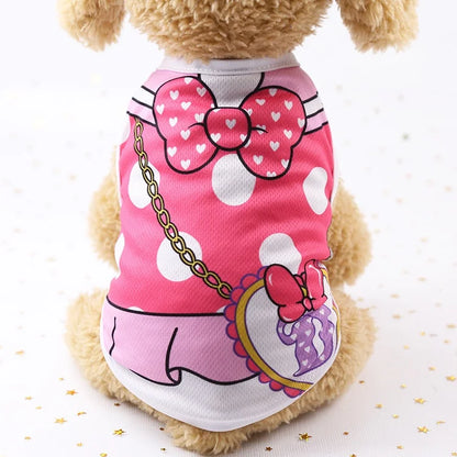 Soft Cartoon Dog Vest - Summer T-Shirt for Small Pets - View 10 - Happy Tail Center