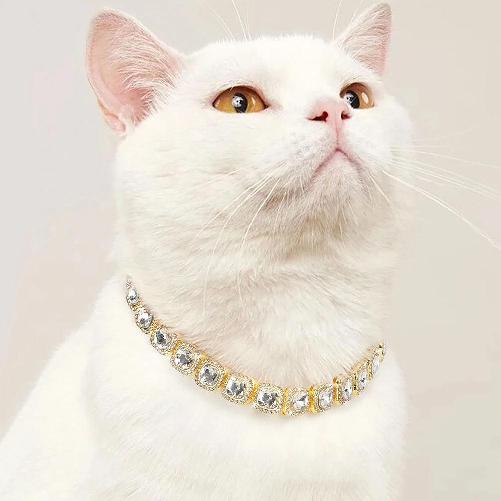 Luxury Bling Diamond Dog & Cat Chain Collar – Sparkle in Style! - Happy Tail Center