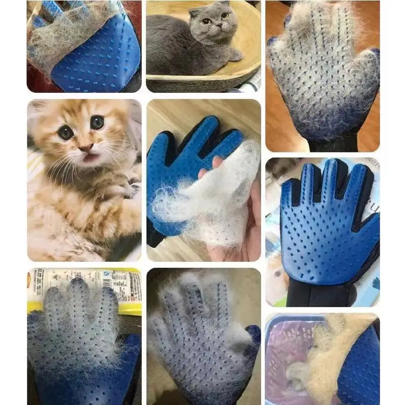 Rubber Pet Grooming Glove - Deshedding and Massage Tool for Cats and Dogs - Bath and Grooming Aid - Happy Tail Center