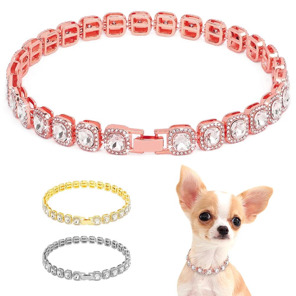 Luxury Bling Diamond Dog & Cat Chain Collar – Sparkle in Style! - Happy Tail Center