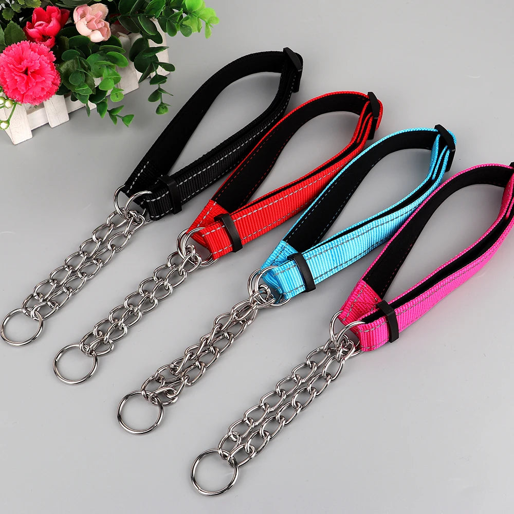 Reflective Adjustable Stainless Steel Choke Collar - Training Collar for Dogs