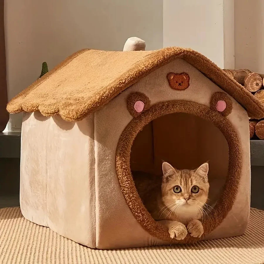 Foldable Removable Washable Pet House - Cat and Puppy Cave Sofa Bed