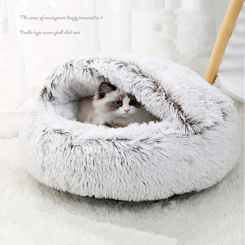 Round Cat Nest Bed | Winter Warm Sleeping Bag for Cats and Small Dogs