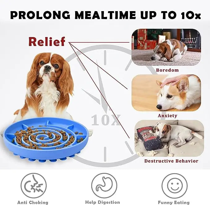 Slow Feed Pet Bowl - Anti-Slip, Anti-Choking Silicone Plate for Cats and Puppies