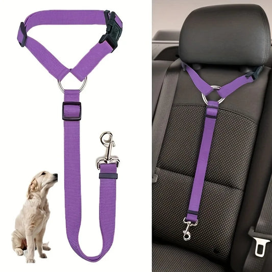 Adjustable Pet Dog Car Seat Belt and Harness - Backseat Safety Leash