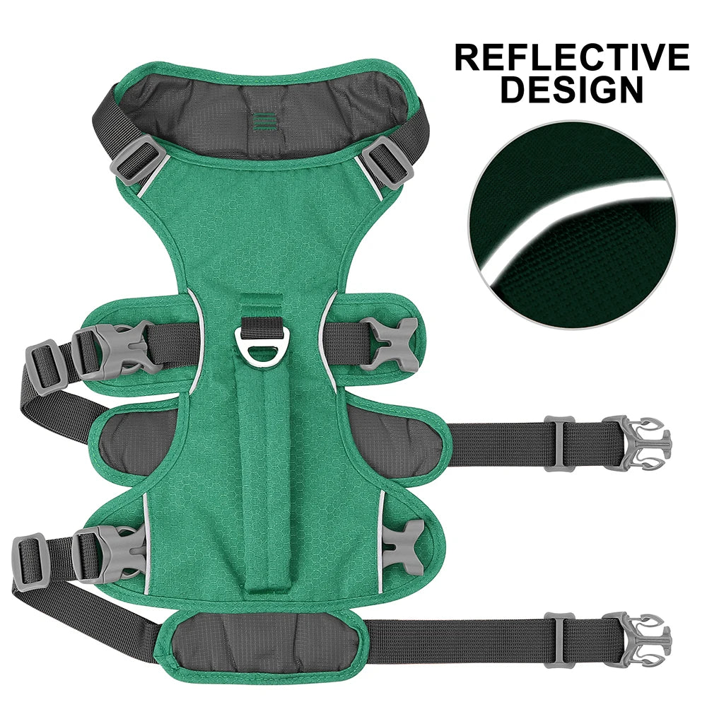 Reflective Nylon Dog Harness - Durable Adjustable Vest with Handle for Small, Medium, and Large Dogs - Happy Tail Center