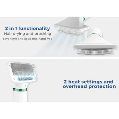 2-in-1 Pet Hair Dryer and Slicker Brush - Professional Grooming Tool for Cats and Dog - Happy Tail Center (View 3)