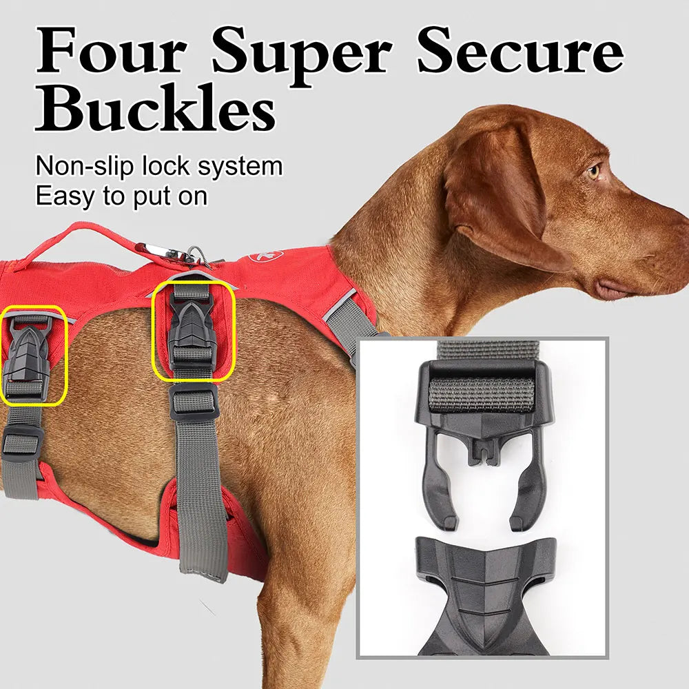 No Pull Reflective Nylon Dog Harness - Adjustable Waterproof Mesh Vest with Handle for Small to Large Dogs - Happy Tail Center