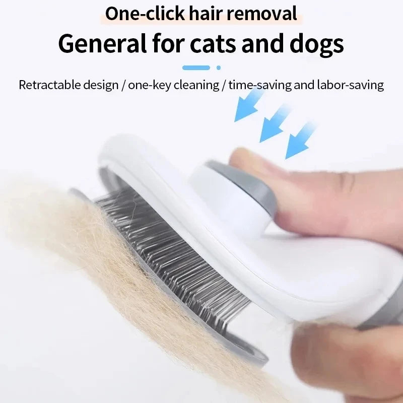 Self-Cleaning Pet Hair Removal Comb - Cat Slicker Brush for Grooming - Dog Combs and Cat Accessories - Happy Tail Center