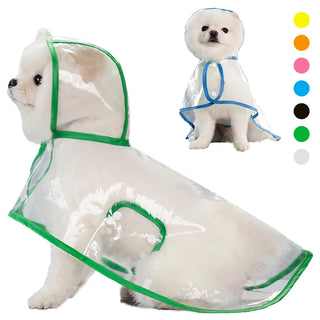 Lightweight Waterproof Hooded Dog Raincoat with Reflective Trim