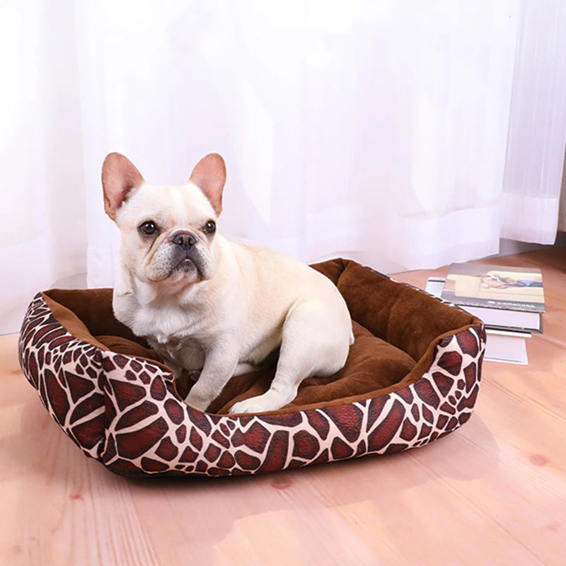 Square Plush Kennel Dog Bed for Medium and Small Dogs - Calming Pet Sofa Bed Cushion - Happy Tail Center