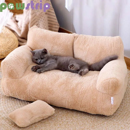 Luxury Soft Cat Bed - Warm Detachable Washable Pet Sofa - Happy Tail Center