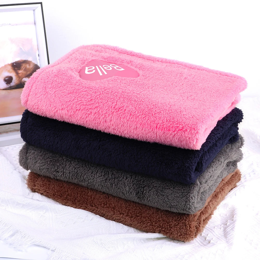 Soft Fluffy Dog Blanket with Free Name Printing: Personalized Fleece Pet Blanket - Happy Tail Center