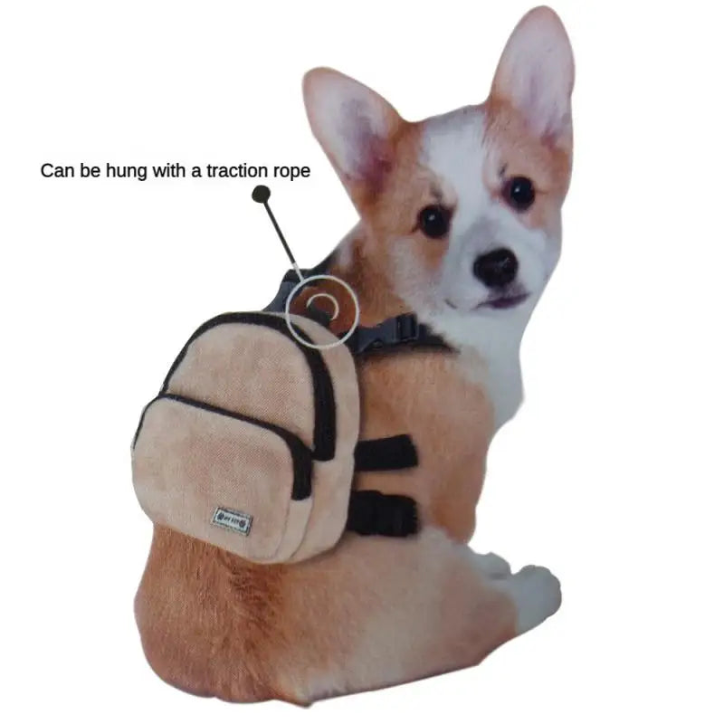 Durable Hangable Traction Rope & Popular Flannel Pet Backpack - Convenient Size 12 x 13.5 x 6.5 cm - Happy Tail Center