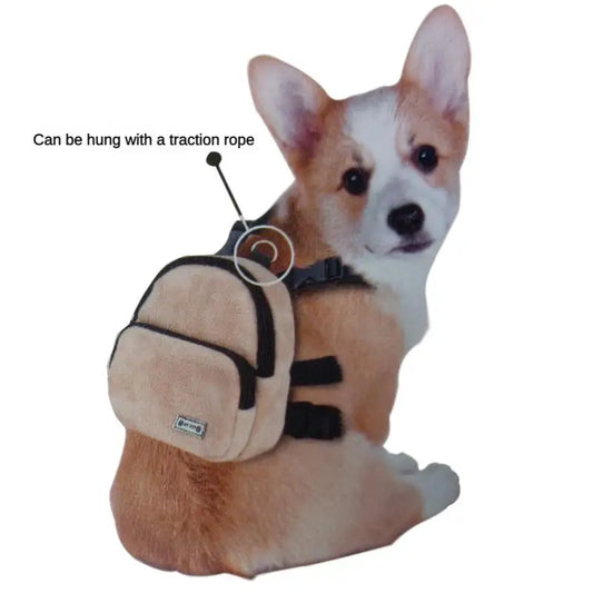 Durable Hangable Traction Rope & Popular Flannel Pet Backpack - Convenient Size 12 x 13.5 x 6.5 cm - Happy Tail Center