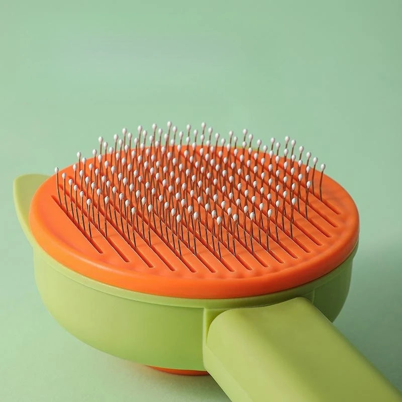 Self-Cleaning Slicker Brush for Dogs and Cats - Removes Undercoat Tangled Hair, Massages for Circulation - Happy Tail Center