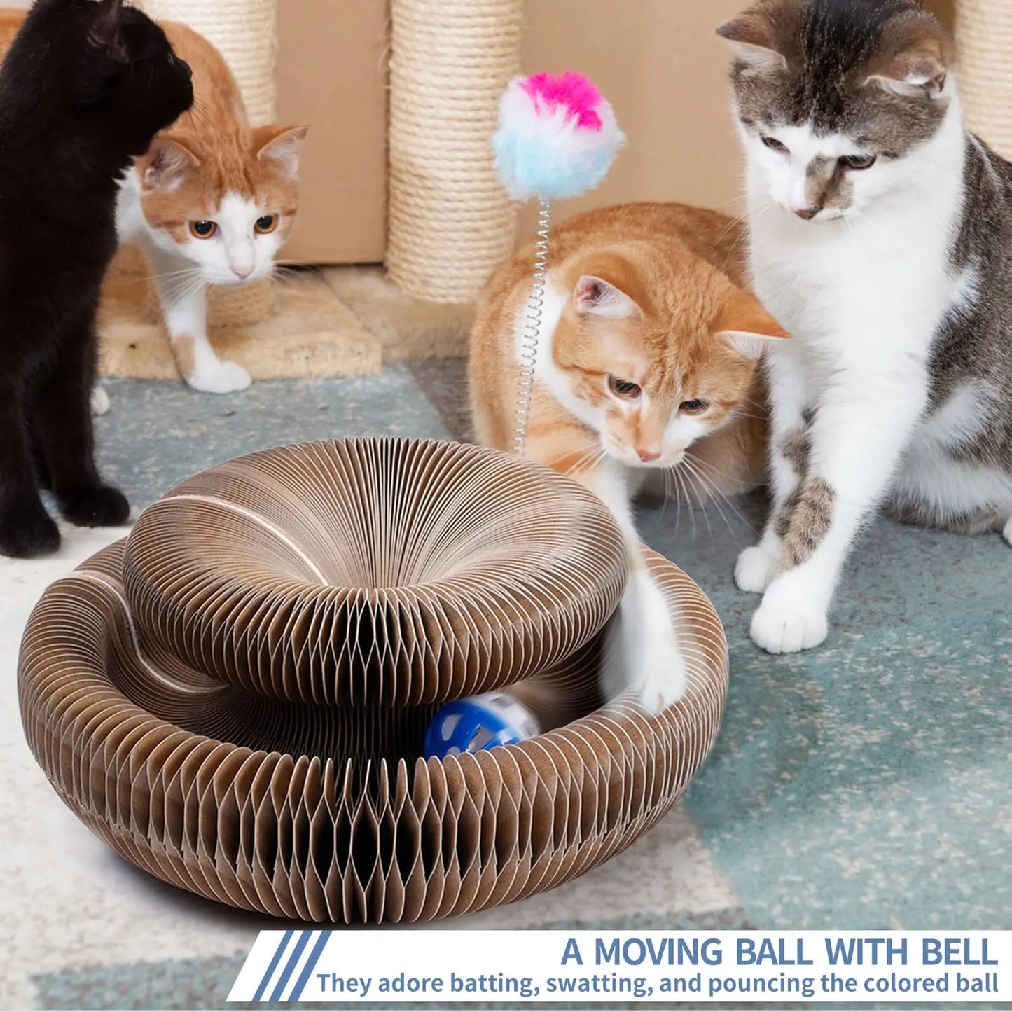 Magic Organ Cat Scratch Board with Bell – Multifunctional Claw Grinding & Climbing Toy - Happy Tail Center