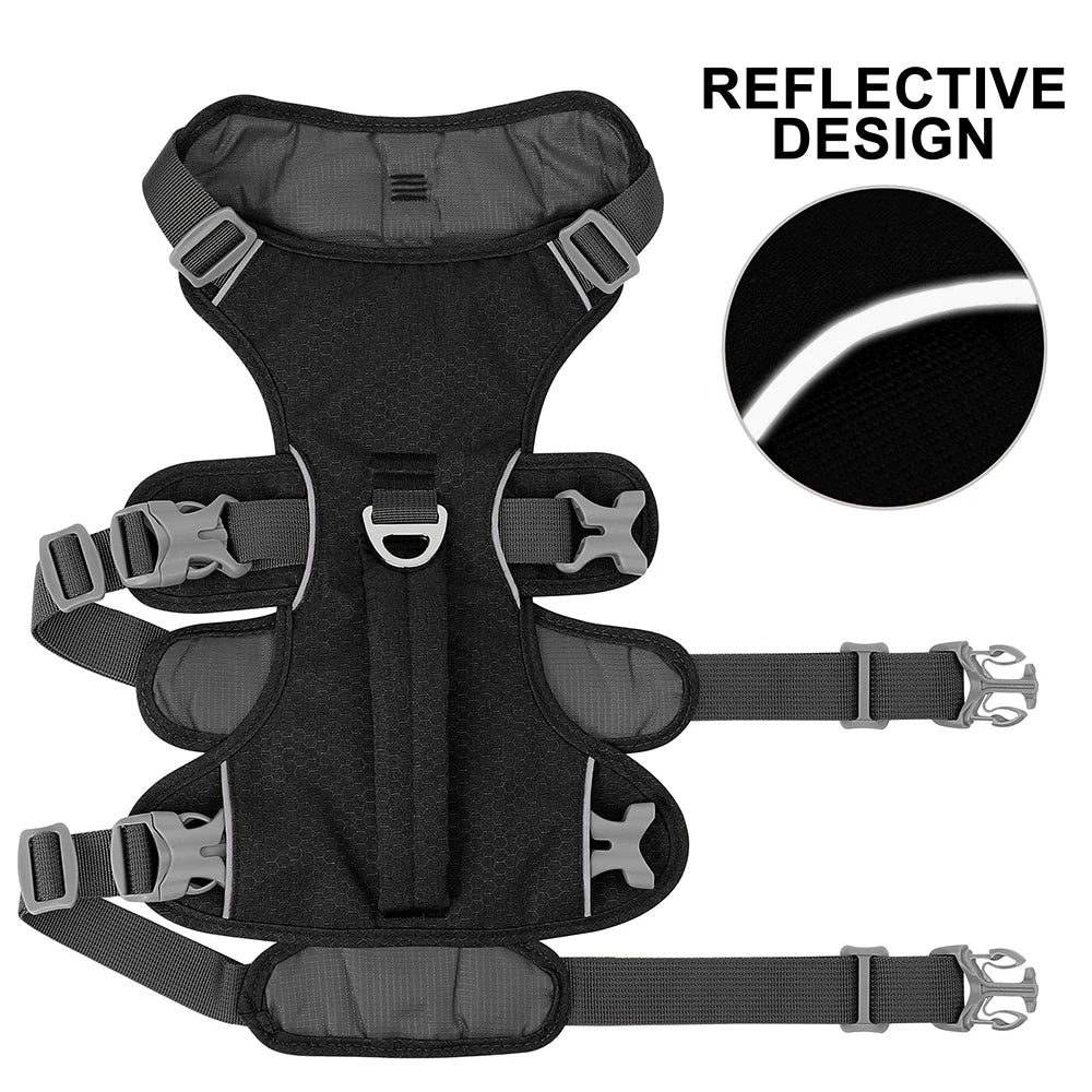 Reflective Nylon Dog Harness - Durable Adjustable Vest with Handle for Small, Medium, and Large Dogs - Happy Tail Center