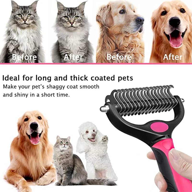 Professional Deshedding Brush for Dogs and Cats - Double-sided Grooming Tool