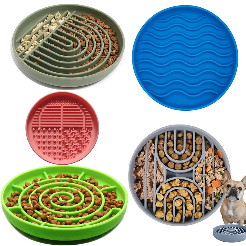 Slow Feed Pet Bowl - Anti-Slip, Anti-Choking Silicone Plate for Cats and Puppies