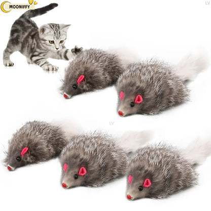 Plush Mouse Cat Toy with Long-Haired Tail - Interactive Kitten Toy for Cats - Happy Tail Center