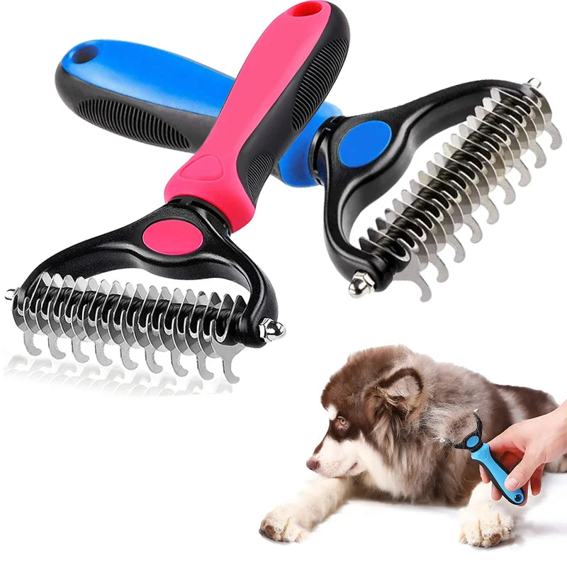 Professional Deshedding Brush for Dogs and Cats - Double-sided Grooming Tool