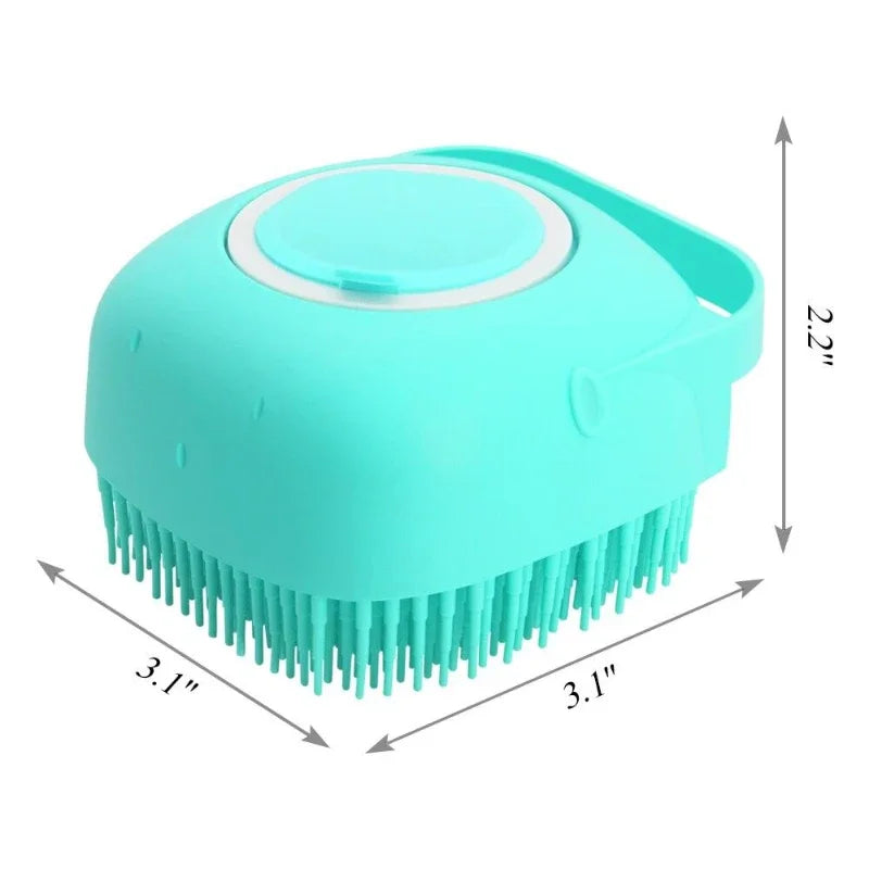 Pet Dog Shampoo Brush - 2.7oz (80ml) Cat Massage Comb Grooming Scrubber - Soft Silicone Rubber for Bathing Short Hair - Happy Tail Center