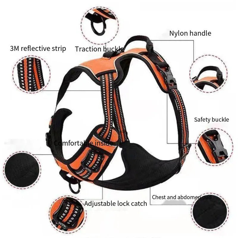 Reflective Breathable Dog Harness with Handle: For Small & Large Dogs