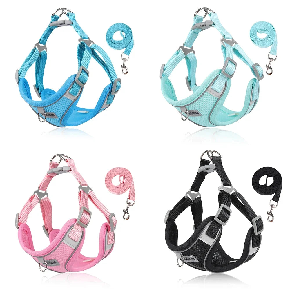 Reflective Dog Harness Leash Set | Chest Strap Vest for Small & Medium Dogs and Cats