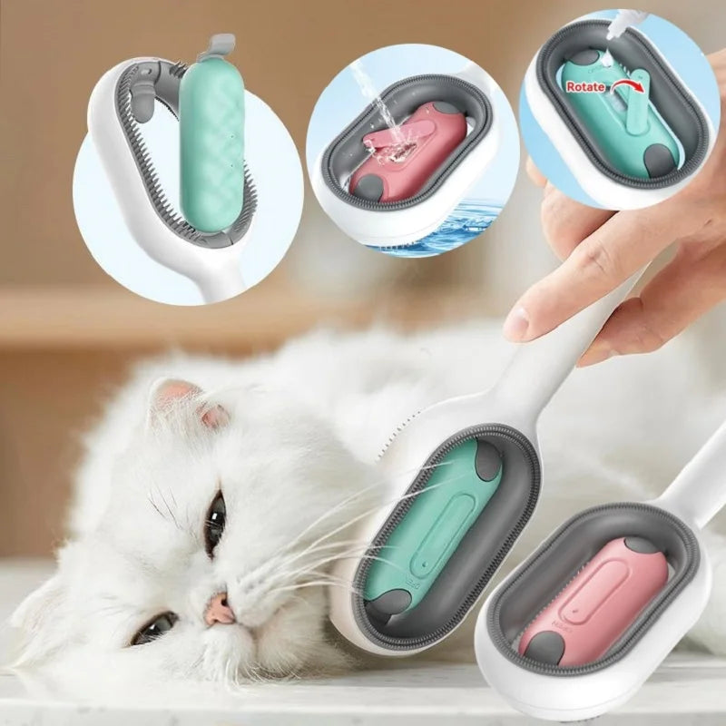 Cat Grooming Brush: Floating Hair Removal Cleaning Comb with Disposable Wipes - Pet Grooming Accessories for Cats and Dogs - Happy Tail Center