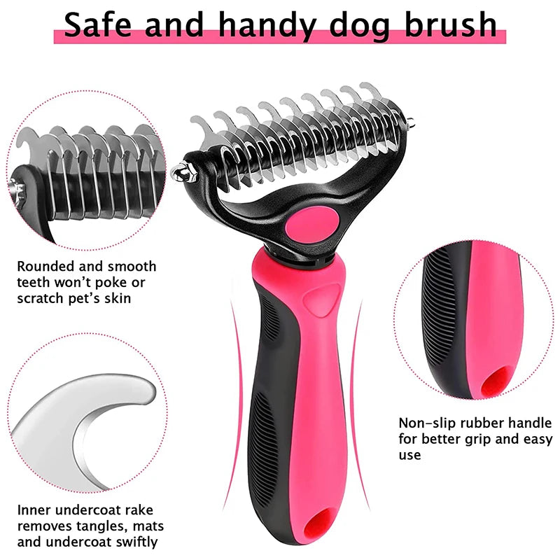 Professional Deshedding Brush for Dogs and Cats - Double-sided Grooming Tool