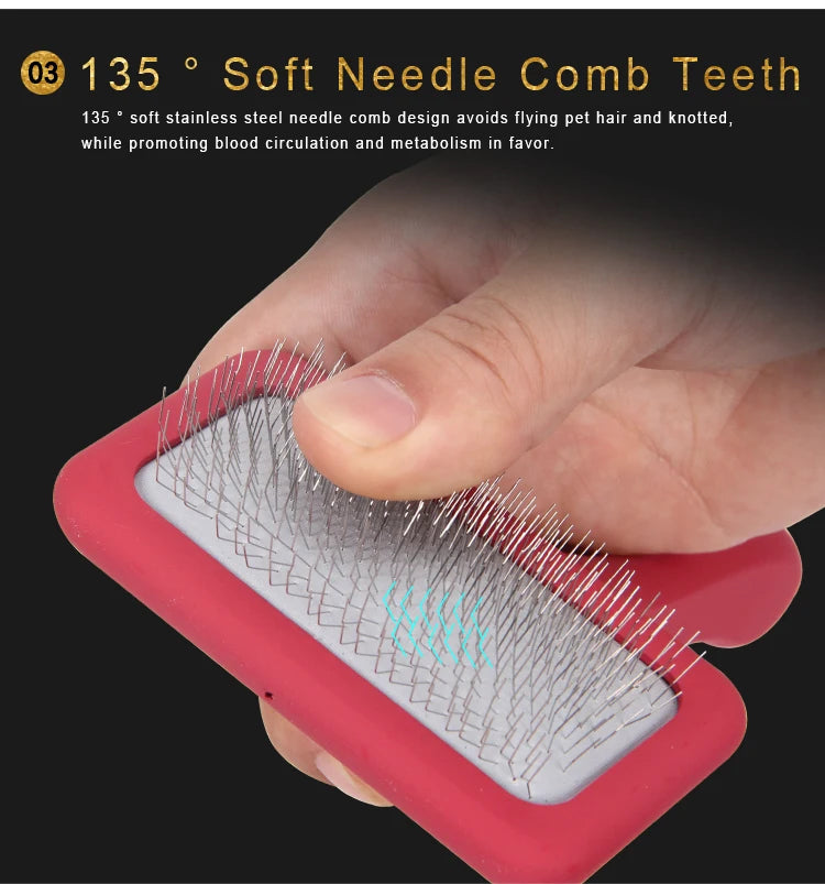 Eco-Friendly Lightweight Square Head Curved Needle Comb | Fashionable Floating Dog Hair Remover - Happy Tail Center