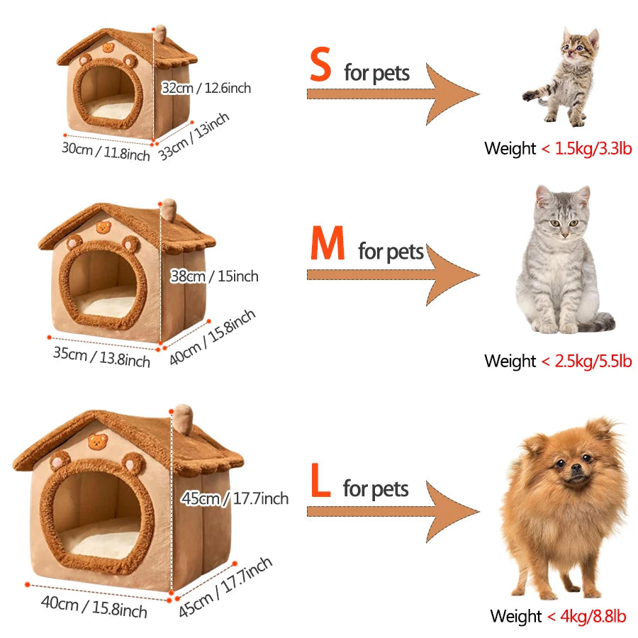 Foldable Removable Washable Pet House - Cat and Puppy Cave Sofa Bed